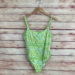 Tommy Hilfiger Floral One Piece Swimsuit Green 14